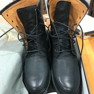 Fiorentini Baker Men Black Distressed Leather Lace Up Boots Italy Size US 9